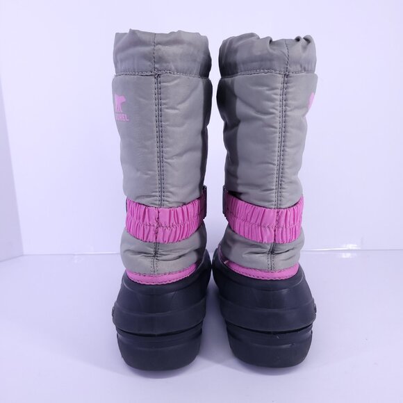 Sorel Flurry Youth Winter Snow Boots Gray Pink Black NY1965-061 Size 3 - Picture 7 of 16
